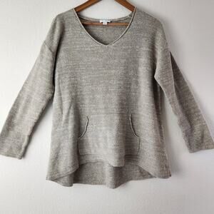 Pure Jill Missy Medium Pocket Sweater Cotton Long Sleeve V-Neck